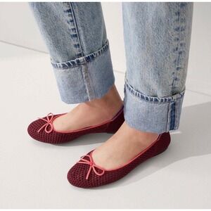 NEW Rothy's The Ballet Flat Bow Berry Mesh Size 10.5